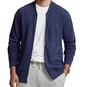 Polo Ralph Lauren Luxury Jersey Baseball Bomber Zip Jacket Navy Mens 2XLT